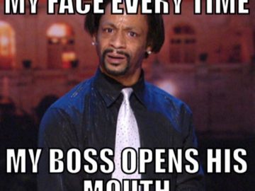 A humorous meme showing a perplexed expression typical in office dynamics.