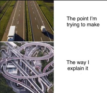 A meme comparing simple and complex explanations with highways