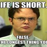Classic office meme with a witty take on life’s length