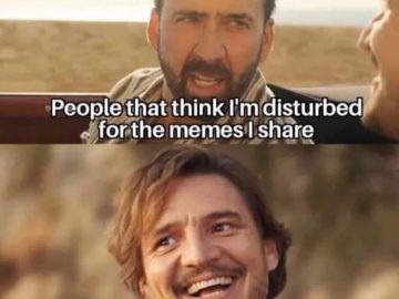 Two men discussing meme humor with funny expressions