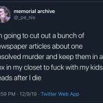 A humorous tweet about leaving clever pranks for kids after passing.