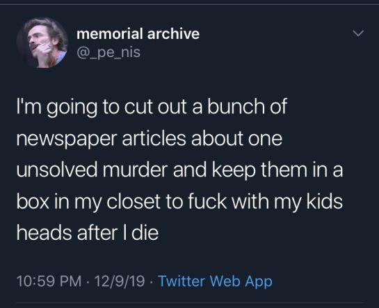 A humorous tweet about leaving clever pranks for kids after passing.