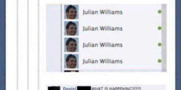 Facebook friends changing their names to the same person as a prank.