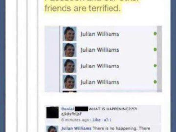 Facebook friends changing their names to the same person as a prank.