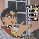 Cartoon character pointing at butterfly captioned "Is this love?"