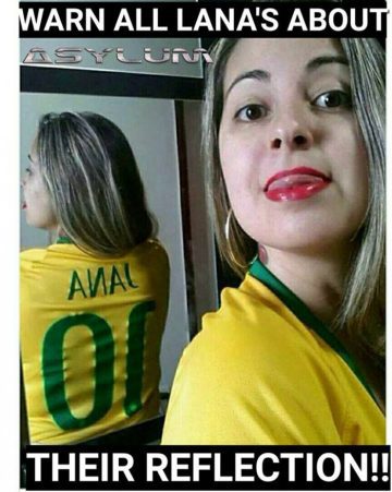 Woman's mirrored jersey creates awkward name fail moment.