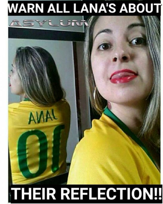 Woman's mirrored jersey creates awkward name fail moment.