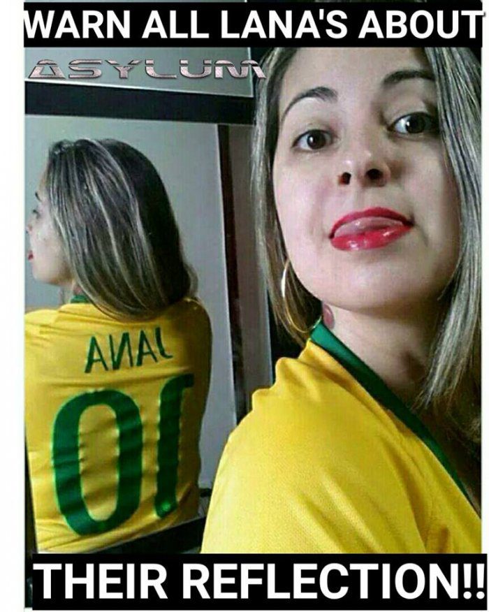 Woman's mirrored jersey creates awkward name fail moment.