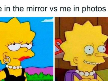 Lisa Simpson meme comparing a mirror reflection to photos.