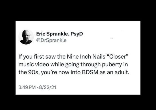 Funny meme about Nine Inch Nails "Closer" and 90s nostalgia.