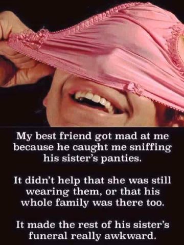 Man sniffing panties with awkward funeral twist