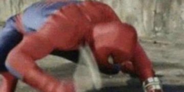 Spiderman in panic over accidental phone call.