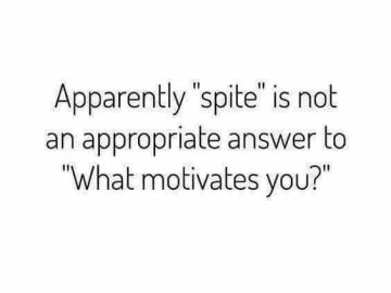 Humorous text meme questioning if spite is a valid motivator.