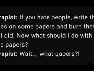 Therapist suggests unknown method; hilarity ensues.