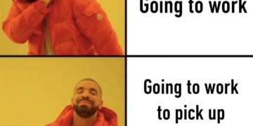 Meme showing different reactions to going to work vs. payday