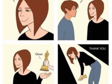 A woman wins an Oscar for acting despite feeling depressed.
