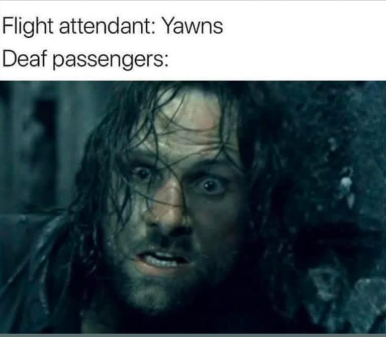 Intense reaction of a passenger to flight attendant's yawn.