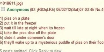 Screenshot of an anonymous prank involving frozen pee for a funny fail.