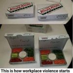Krispy Kreme box reveals veggie tray surprise prank.