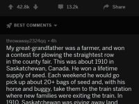 Reddit meme about winning a lifetime supply of seeds in 1910.