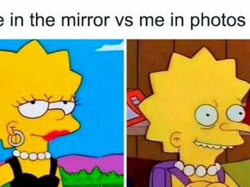 Lisa Simpson meme showing mirror vs photos reality.