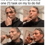 Man celebrating after completing one task on to-do list, feeling accomplished.