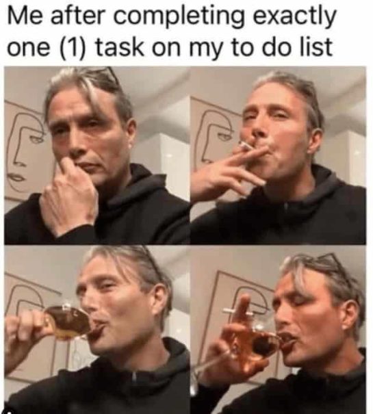 Man celebrating after completing one task on to-do list, feeling accomplished.