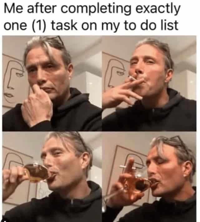 Man celebrating after completing one task on to-do list, feeling accomplished.