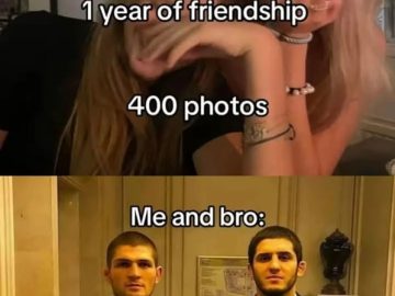 Funny meme showing girls with lots of photos and guys with one picture.