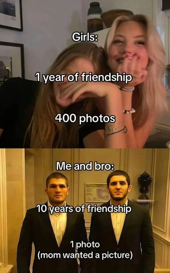 Funny meme showing girls with lots of photos and guys with one picture.