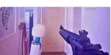 Image of someone humorously arming for mood swings with household items.