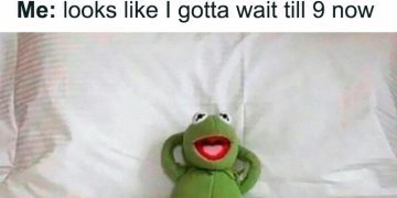 Kermit the Frog relaxing on a bed, captioned about procrastination.