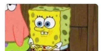 Spongebob looking anxious as therapist writes notes instead of laughing