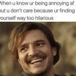 Man laughing at own joke despite being annoying