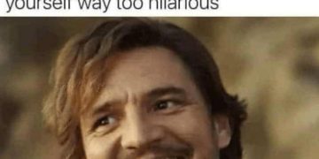 Man laughing at own joke despite being annoying