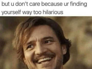 Man laughing at own joke despite being annoying