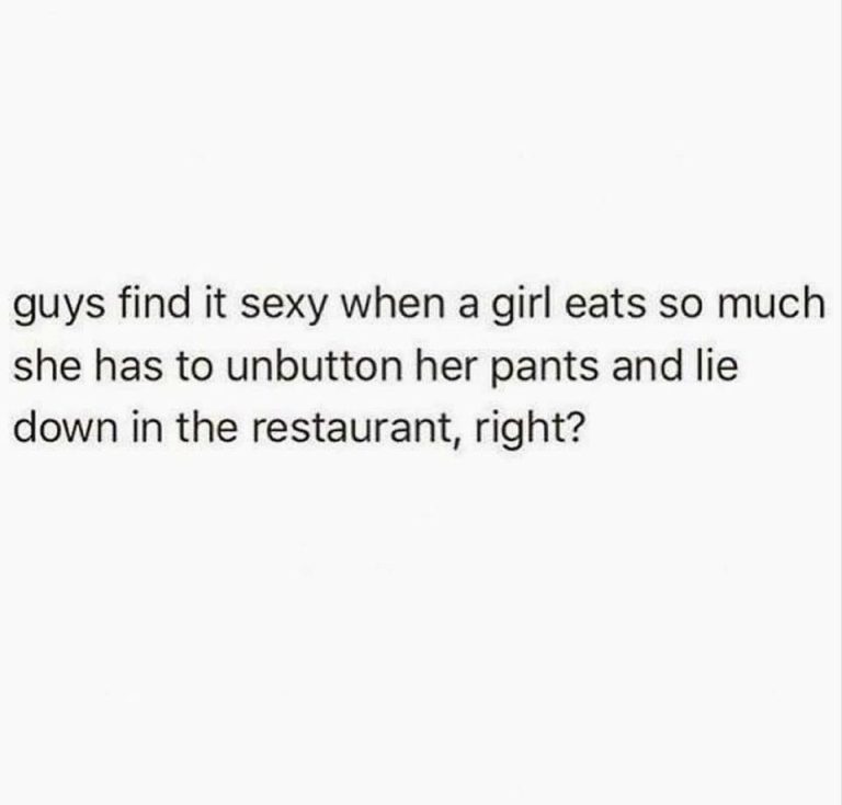 Humorous quote about unbuttoning pants after eating too much at a restaurant.