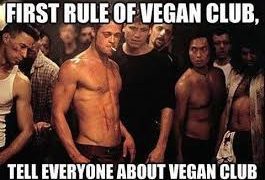 Parody meme of Fight Club with a vegan twist