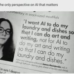 Meme about using AI for chores to do more art and writing.