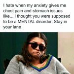 Woman in sunglasses looking concerned with text about anxiety issues.