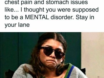 Woman in sunglasses looking concerned with text about anxiety issues.