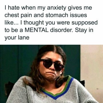 Woman in sunglasses looking concerned with text about anxiety issues.