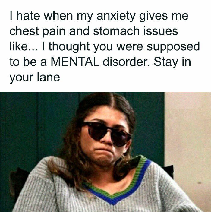 Woman in sunglasses looking concerned with text about anxiety issues.