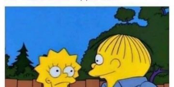 Cartoon characters in an awkward conversation about dating humor.