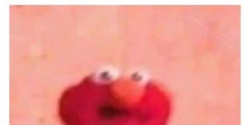 Elmo with surprised face in awkward bathroom situation meme