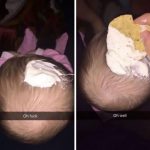 Baby with ranch on head used as a chip dip.