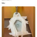 Over-papered toilet showing bathroom struggle humor