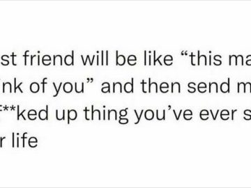 Relatable meme about best friends sending weird texts.