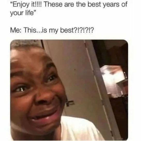Meme of a person questioning if these are their best years