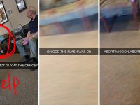 Person accidentally leaves flash on while trying to take a sneaky photo.